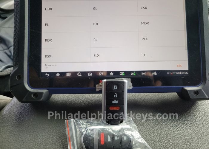 2010 Acura TL smart key fob push to start key programming